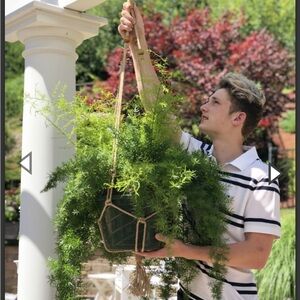 NWT Primitive Planters Woven rope hanging plant basket holder 41in